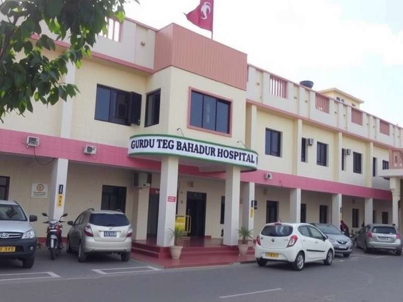 Modern hospital building of Guru Teg Bahadur Hospital in Delhi